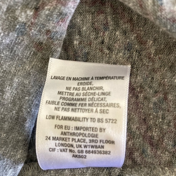 T.la Anthropology paisley tshirt raw edge reverse seam slit hem thin slub knit - Picture 9 of 10